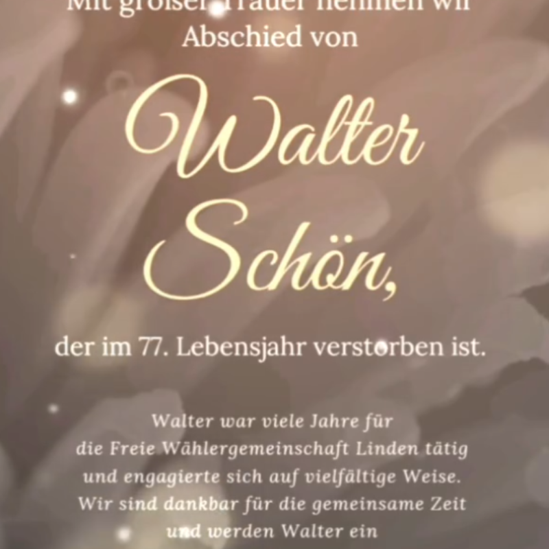 Walter Schön gestorben