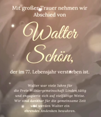 Walter Schön gestorben