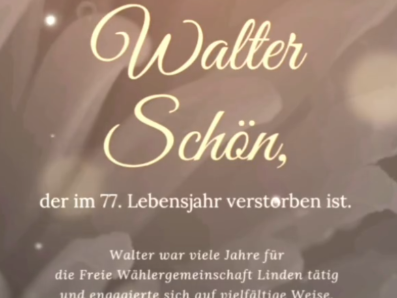 Walter Schön gestorben